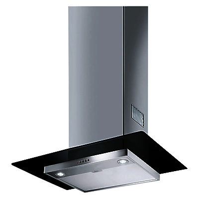 Smeg KFV62DNE 60cm Chimney Cooker Hood, Stainless Steel and Black Glass